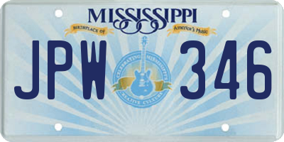MS license plate JPW346
