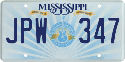MS license plate JPW347