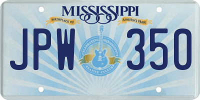 MS license plate JPW350