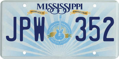 MS license plate JPW352