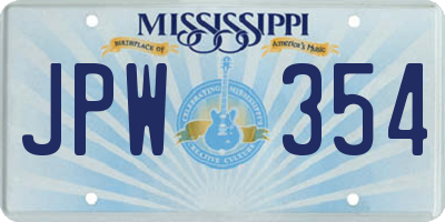 MS license plate JPW354
