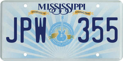 MS license plate JPW355