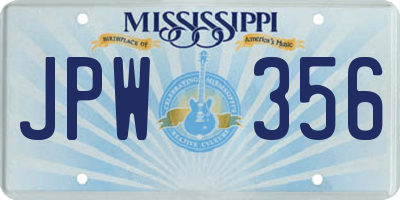 MS license plate JPW356