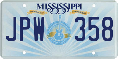 MS license plate JPW358