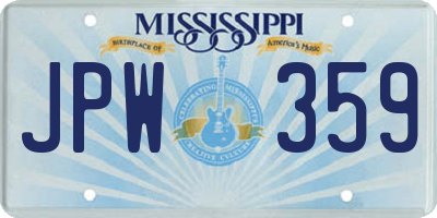 MS license plate JPW359