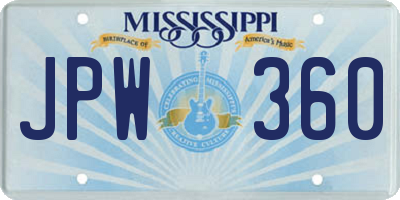 MS license plate JPW360