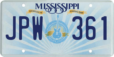 MS license plate JPW361