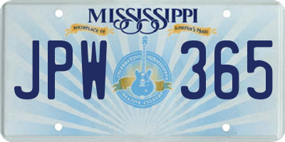 MS license plate JPW365