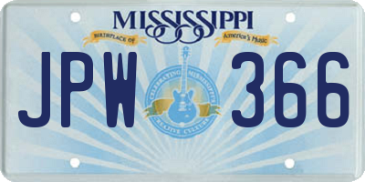 MS license plate JPW366