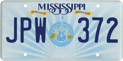 MS license plate JPW372