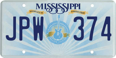 MS license plate JPW374