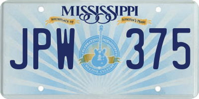 MS license plate JPW375