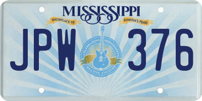 MS license plate JPW376
