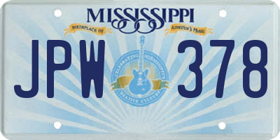 MS license plate JPW378