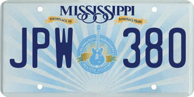 MS license plate JPW380
