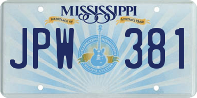 MS license plate JPW381