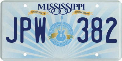 MS license plate JPW382