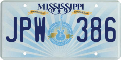 MS license plate JPW386