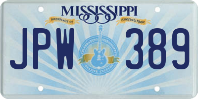 MS license plate JPW389