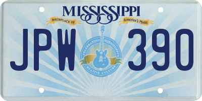 MS license plate JPW390