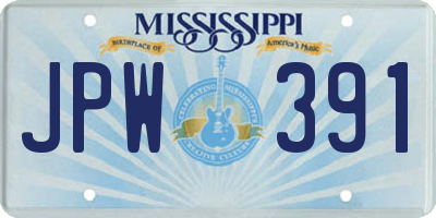 MS license plate JPW391