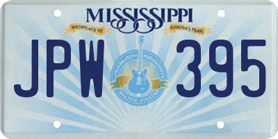 MS license plate JPW395