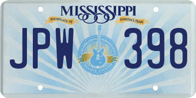 MS license plate JPW398