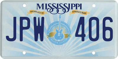 MS license plate JPW406