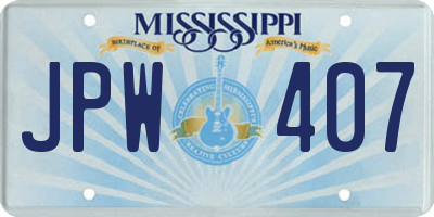MS license plate JPW407
