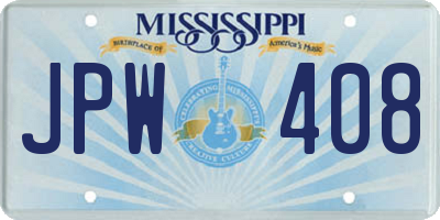 MS license plate JPW408