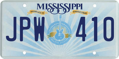 MS license plate JPW410