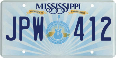 MS license plate JPW412