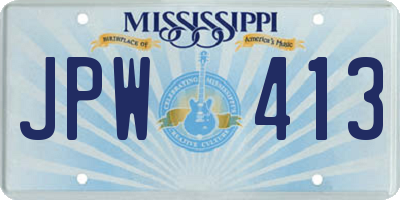 MS license plate JPW413