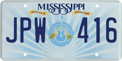 MS license plate JPW416