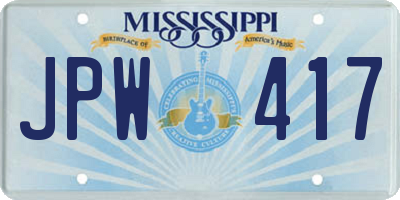 MS license plate JPW417