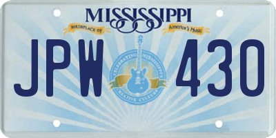 MS license plate JPW430