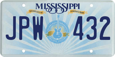 MS license plate JPW432