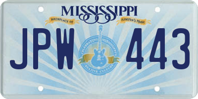 MS license plate JPW443
