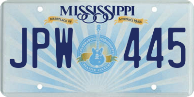 MS license plate JPW445