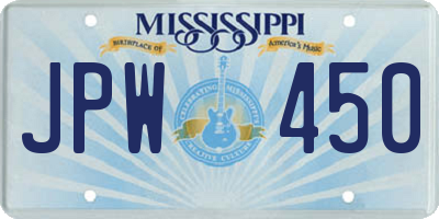MS license plate JPW450