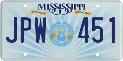 MS license plate JPW451