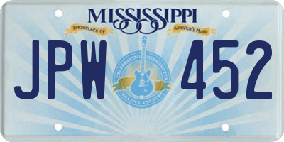MS license plate JPW452