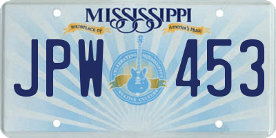 MS license plate JPW453