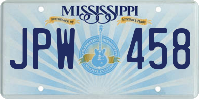 MS license plate JPW458