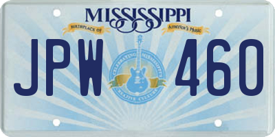 MS license plate JPW460
