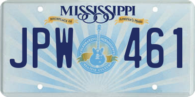 MS license plate JPW461