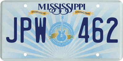 MS license plate JPW462