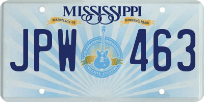 MS license plate JPW463
