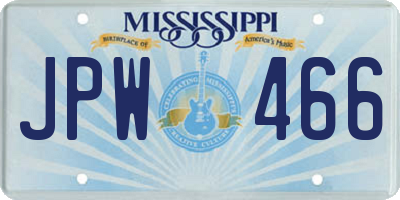 MS license plate JPW466