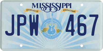 MS license plate JPW467